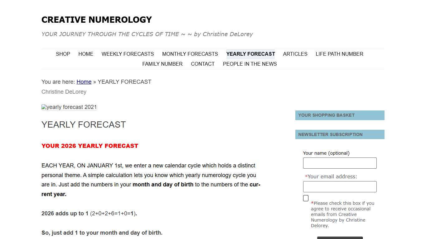 2026 YOUR YEAR AHEAD Creative Numerology - Christine DeLorey